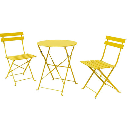 Ensemble bistrot pliant en métal 3 pièces, salon de conversation intérieur/extérieur résistant aux intempéries pour patio, cour, jardin