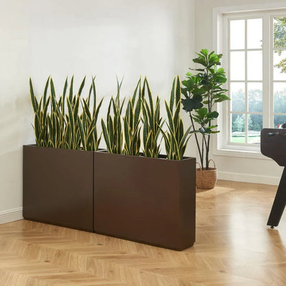Jardinière Métallique Haute pour Plantes d'Extérieur, 38 po L x 10 po l x 30 po H, Longue et Haute Jardinière en Métal - 38x30x10