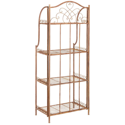 SAFAVIEH Bryn Étagère de boulanger d'extérieur victorienne en fer forgé à 4 niveaux - 63,5 cm l x 38,1 cm P x 160 cm H - 25L x 15P x 63H