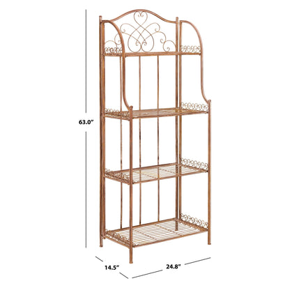 SAFAVIEH Bryn Étagère de boulanger d'extérieur victorienne en fer forgé à 4 niveaux - 63,5 cm l x 38,1 cm P x 160 cm H - 25L x 15P x 63H