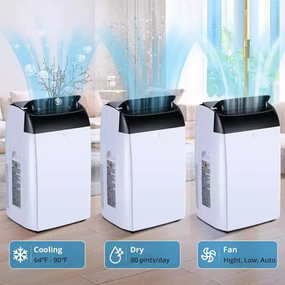 Climatiseur GustoWave 14000 BTU avec télécommande, unité de climatisation portable pour pièces jusqu'à 70 m², blanc/noir