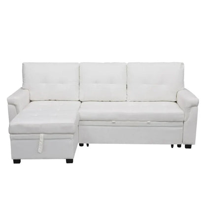 Canapé d'angle réversible convertible avec lit gigogne, méridienne de rangement et pieds durables