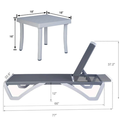 Kozyard Alan Chaise longue de patio inclinable et réglable, entièrement plate, en aluminium et résine de polypropylène