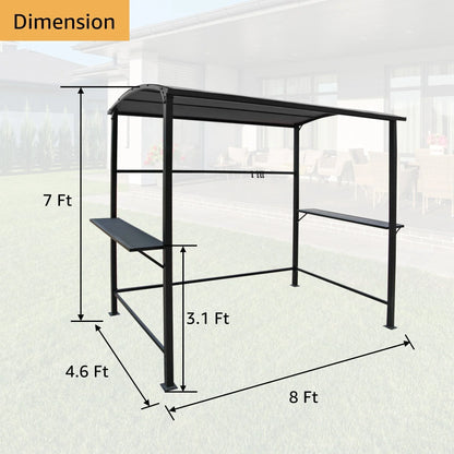 Abri barbecue en acier avec auvent, 1,5 x 2,4 m
