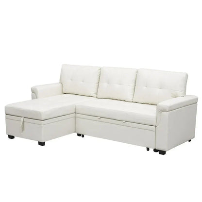 Canapé d'angle réversible convertible avec lit gigogne, méridienne de rangement et pieds durables
