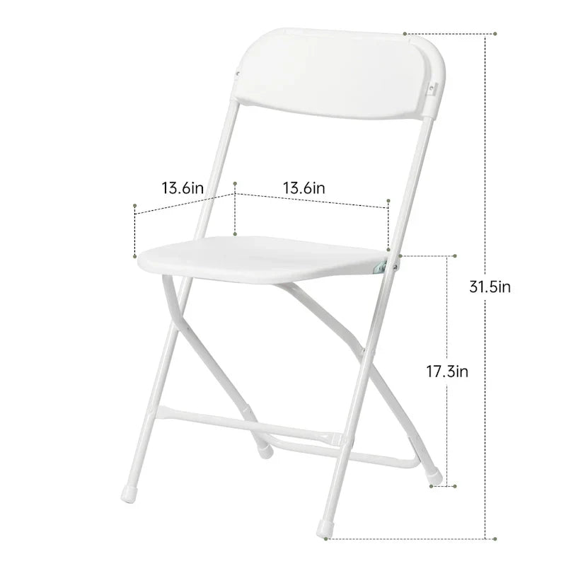 Chaise pliante en plastique, lot de 10, capacité de 158 kg pour événements, bureau, mariage, fête, pique-nique, cuisine, salle à manger