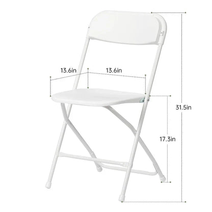 Chaise pliante en plastique, lot de 10, capacité de 158 kg pour événements, bureau, mariage, fête, pique-nique, cuisine, salle à manger