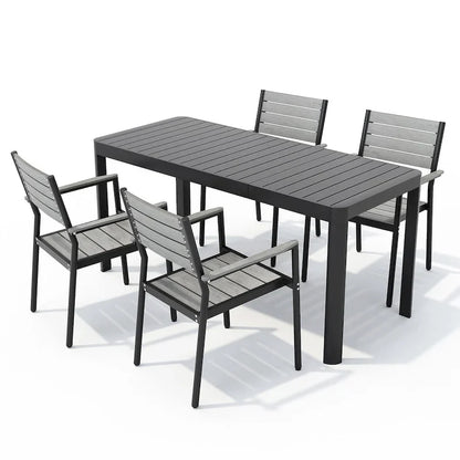 Ensemble de salle à manger extérieur 5/7 pièces en aluminium avec chaises empilables et table extensible