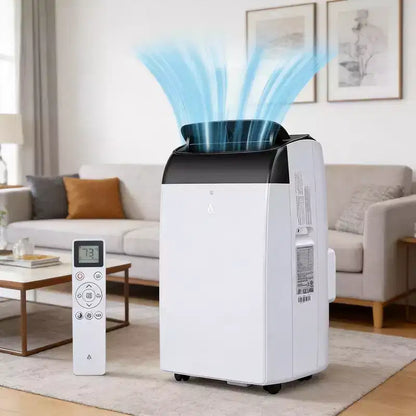 Climatiseur GustoWave 14000 BTU avec télécommande, unité de climatisation portable pour pièces jusqu'à 70 m², blanc/noir