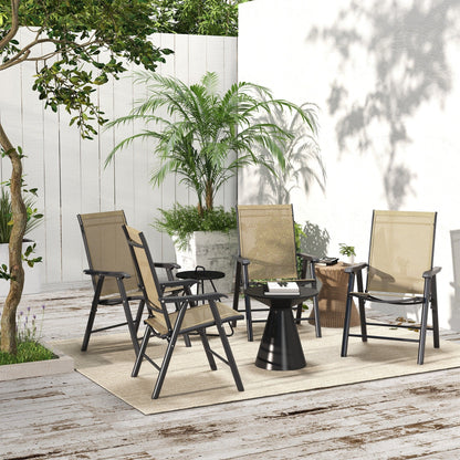 Lot de 4 chaises pliantes Outsunny au design simple et élégant, confortables pour la terrasse, le jardin et les voyages