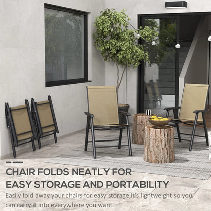 Lot de 4 chaises pliantes Outsunny au design simple et élégant, confortables pour la terrasse, le jardin et les voyages