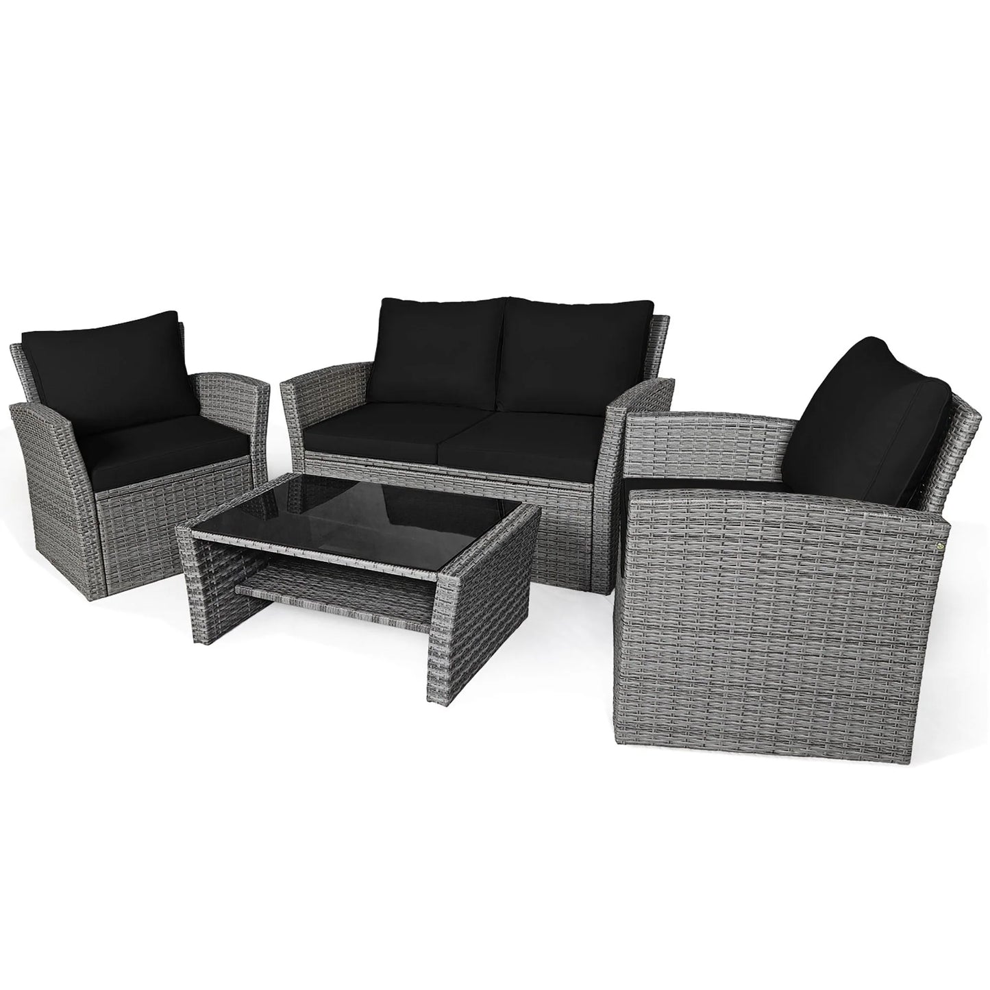 Ensemble de 4 pièces de canapé de patio avec table basse, salon de jardin
