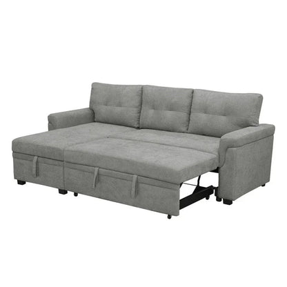 Canapé d'angle réversible convertible avec lit gigogne, méridienne de rangement et pieds durables