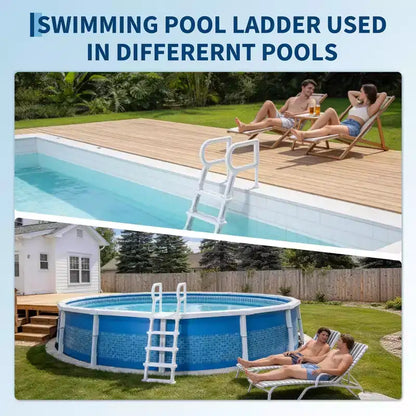 Échelle de piscine robuste à 5 marches avec double main courante Marches antidérapantes en PE résistant Capacité de 180 kg Convient aux piscines enterrées et hors sol de 122 à 137 cm