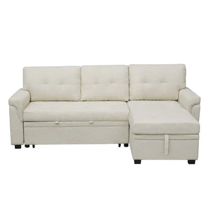 Canapé d'angle réversible convertible avec lit gigogne, méridienne de rangement et pieds durables
