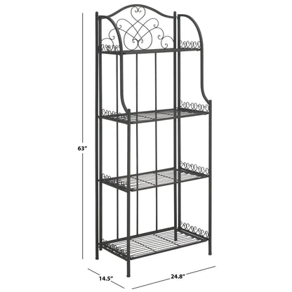 SAFAVIEH Bryn Étagère de boulanger d'extérieur victorienne en fer forgé à 4 niveaux - 63,5 cm l x 38,1 cm P x 160 cm H - 25L x 15P x 63H