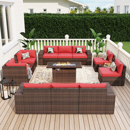 Ensemble de mobilier de jardin 13 pièces avec table brasero de 44 pouces