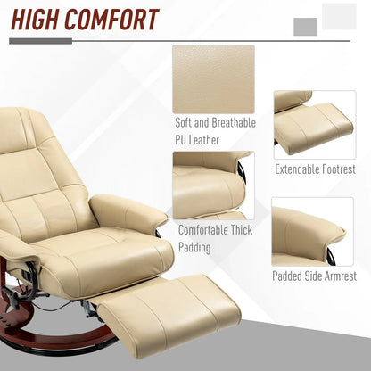 Fauteuil inclinable manuel pivotant en similicuir HomCom avec repose-pieds confortable et relaxant