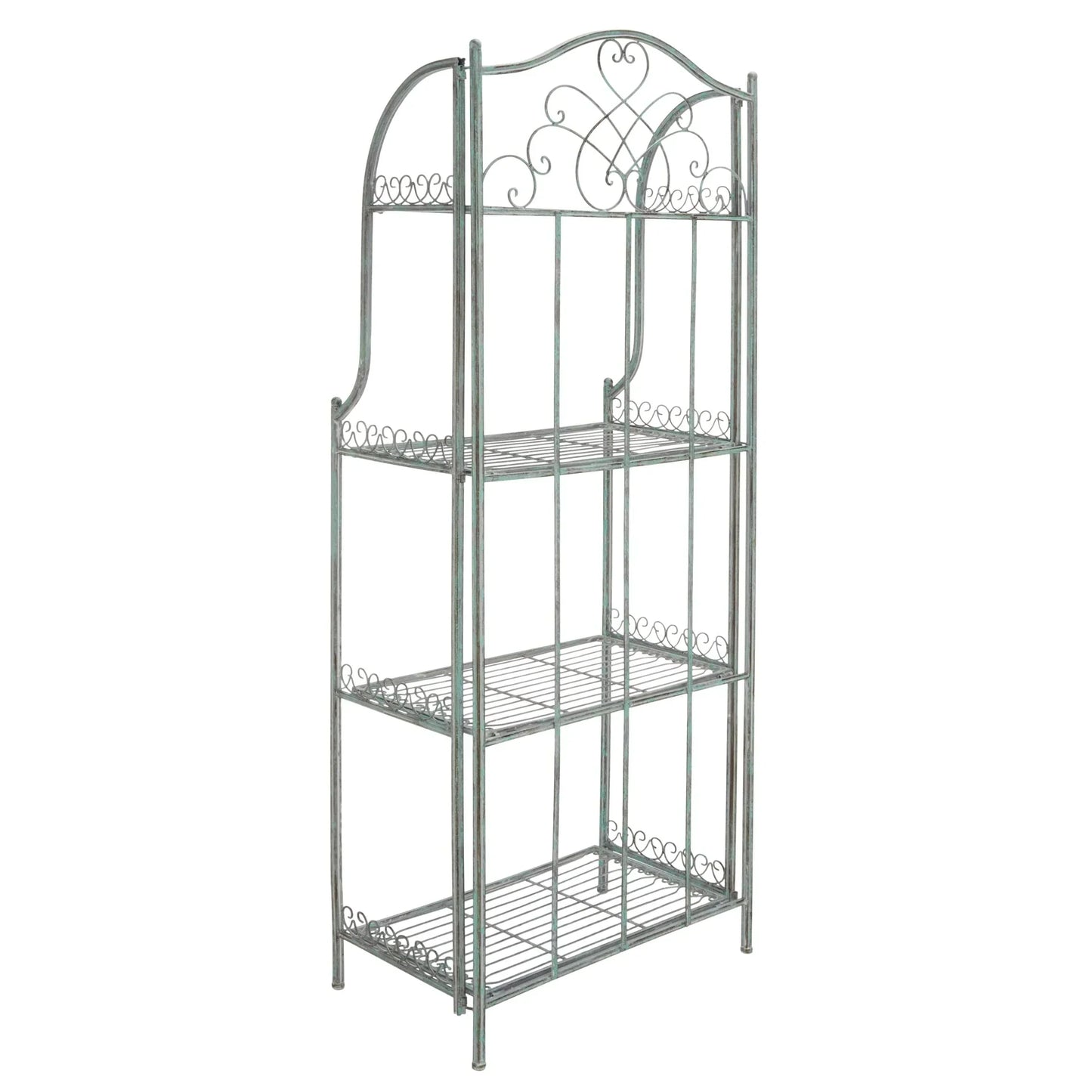 SAFAVIEH Bryn Étagère de boulanger d'extérieur victorienne en fer forgé à 4 niveaux - 63,5 cm l x 38,1 cm P x 160 cm H - 25L x 15P x 63H