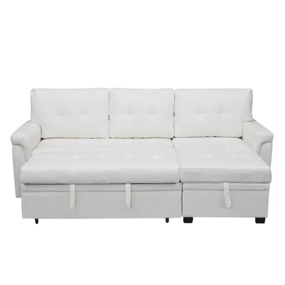 Canapé d'angle réversible convertible avec lit gigogne, méridienne de rangement et pieds durables