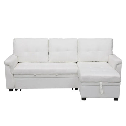 Canapé d'angle réversible convertible avec lit gigogne, méridienne de rangement et pieds durables