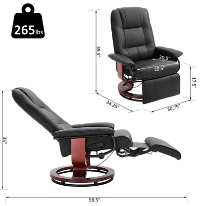 Fauteuil inclinable manuel pivotant en similicuir HomCom avec repose-pieds confortable et relaxant
