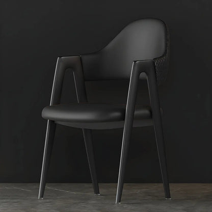 Chaise de salle à manger moderne en cuir à dossier ouvert et incurvé avec accoudoirs