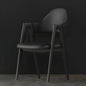 Chaise de salle à manger moderne en cuir à dossier ouvert et incurvé avec accoudoirs
