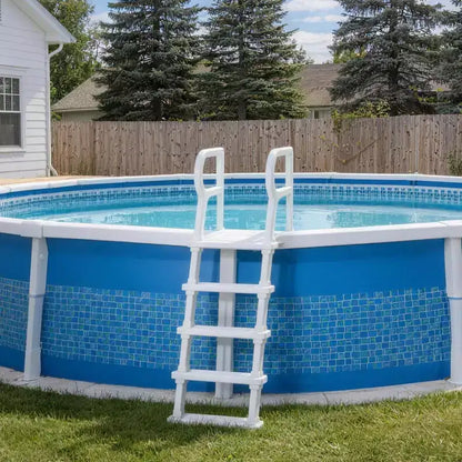 Échelle de piscine robuste à 5 marches avec double main courante Marches antidérapantes en PE résistant Capacité de 180 kg Convient aux piscines enterrées et hors sol de 122 à 137 cm