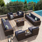 Ensemble de mobilier de jardin 13 pièces avec table brasero de 44 pouces