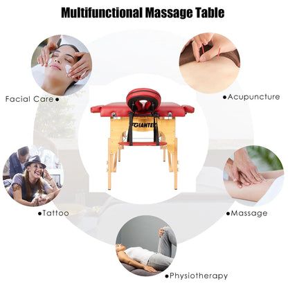 Table de Massage Portable 84L Réglable pour Soins du Visage, Tatouage, avec Housse de Transport