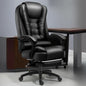 Chaise de bureau pivotante ergonomique en cuir noir avec repose-pieds
