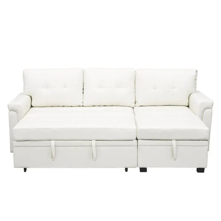 Canapé d'angle réversible convertible avec lit gigogne, méridienne de rangement et pieds durables