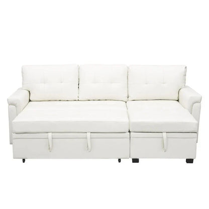Canapé d'angle réversible convertible avec lit gigogne, méridienne de rangement et pieds durables