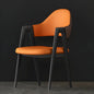 Chaise de salle à manger moderne en cuir à dossier ouvert et incurvé avec accoudoirs