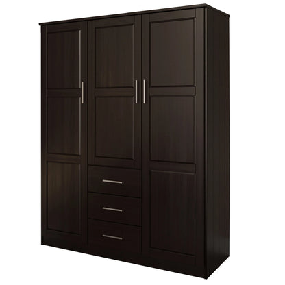 Palace Imports Armoire Cosmo 3 portes 100 % bois massif avec portes en bois massif ou portes miroir